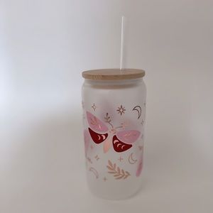 16oz glass can with bamboo lid